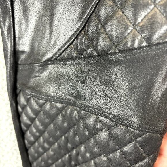 Spanx Faux Leather Leggings Medium Quilted Moto Liquid Look High Rise Shaping - Picture 6 of 13